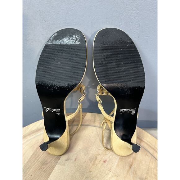 Parade Distressed Gold heels Womens 9 Strappy Buckle Embellished - Picture 8 of 10